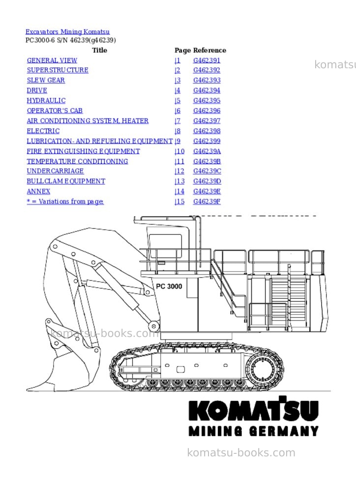 Komatsu pc3000-6 s/n 46239 Parts catalog cover Komatsu pc3000-6 s/n 46239 Parts catalog cover