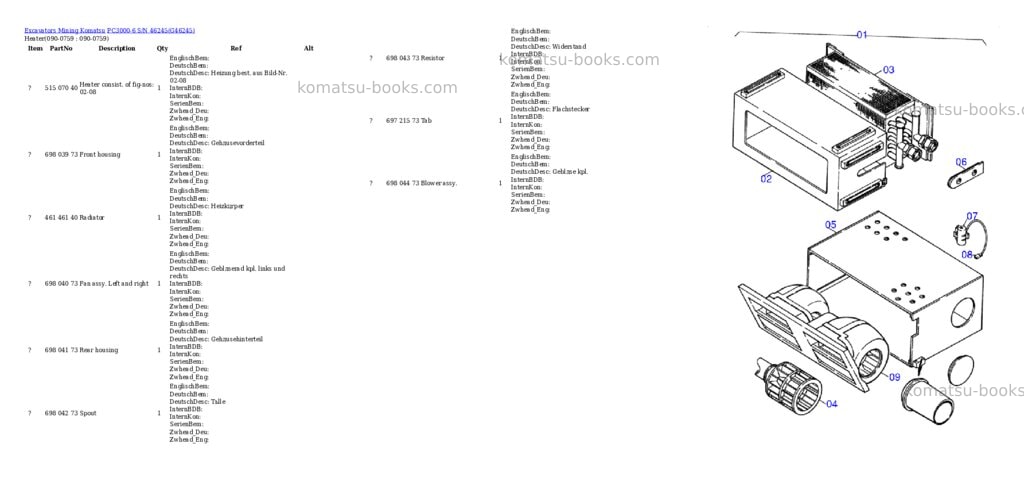 Komatsu PC3000-6 S/N 46245 Parts catalog cover Page 9