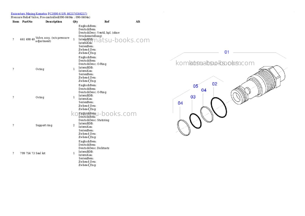 Komatsu PC3000-6 S/N 46257 Parts catalog cover Page 5