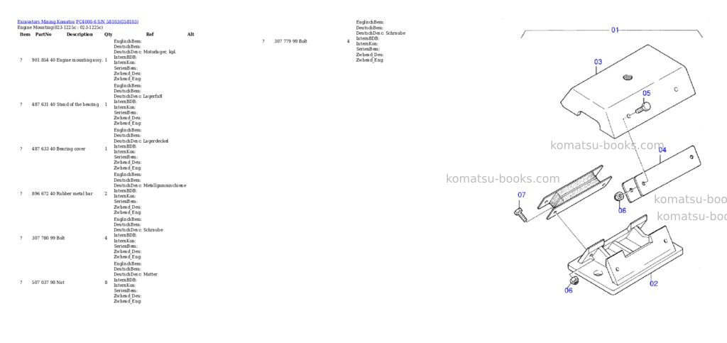 Komatsu pc4000-6 s/n 58103 Parts catalog cover Komatsu pc4000-6 s/n 58103 Parts catalog cover