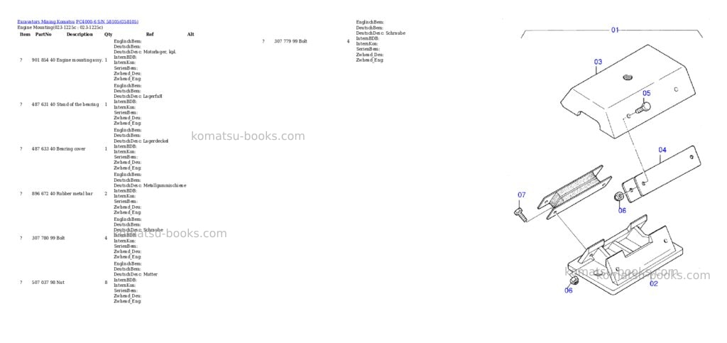 Komatsu pc4000-6 s/n 58105 Parts catalog cover Komatsu pc4000-6 s/n 58105 Parts catalog cover