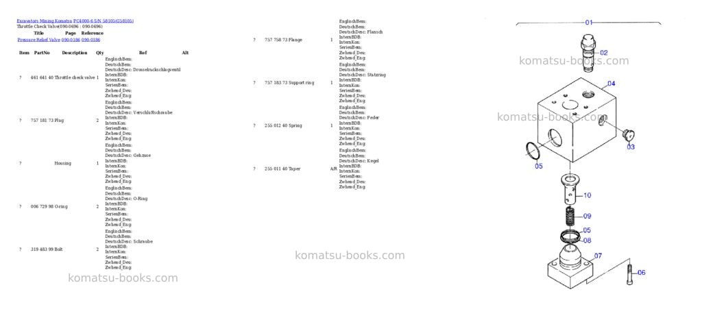 Komatsu pc4000-6 s/n 58105 Parts catalog cover Page 10 Komatsu pc4000-6 s/n 58105 Parts catalog cover Page 10