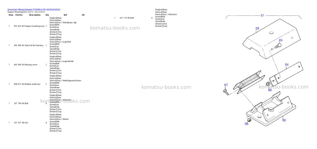 Komatsu pc4000-6 s/n 58105 Parts catalog cover Page 2 Komatsu pc4000-6 s/n 58105 Parts catalog cover Page 2