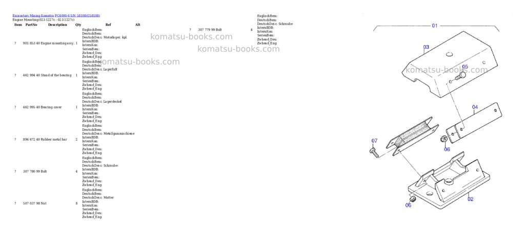 Komatsu pc4000-6 s/n 58108 Parts catalog cover Page 2 Komatsu pc4000-6 s/n 58108 Parts catalog cover Page 2