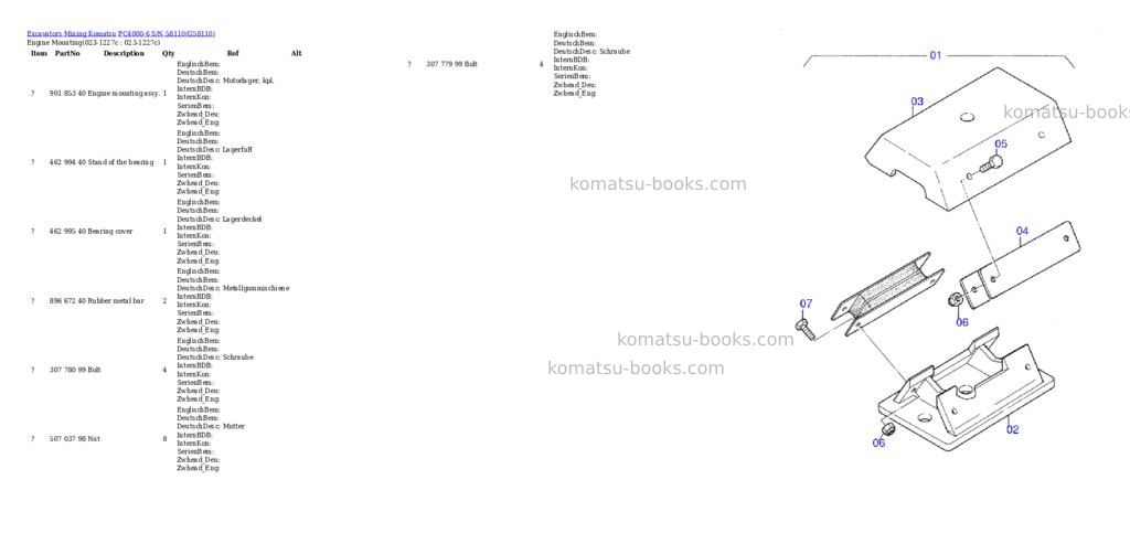 Komatsu pc4000-6 s/n 58110 Parts catalog cover Page 2 Komatsu pc4000-6 s/n 58110 Parts catalog cover Page 2