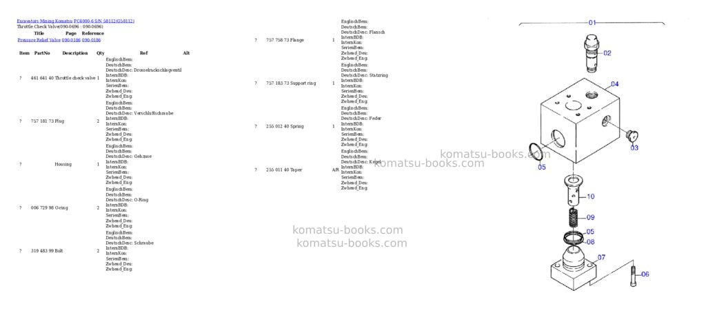 Komatsu pc4000-6 s/n 58112 Parts catalog cover Page 10 Komatsu pc4000-6 s/n 58112 Parts catalog cover Page 10