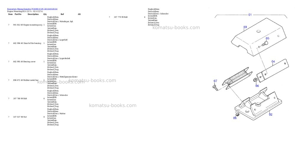 Komatsu pc4000-6 s/n 58114 Parts catalog cover Page 2 Komatsu pc4000-6 s/n 58114 Parts catalog cover Page 2