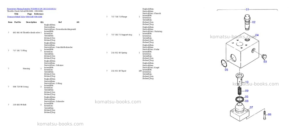 Komatsu pc4000-6 s/n 58115 Parts catalog cover Page 10 Komatsu pc4000-6 s/n 58115 Parts catalog cover Page 10