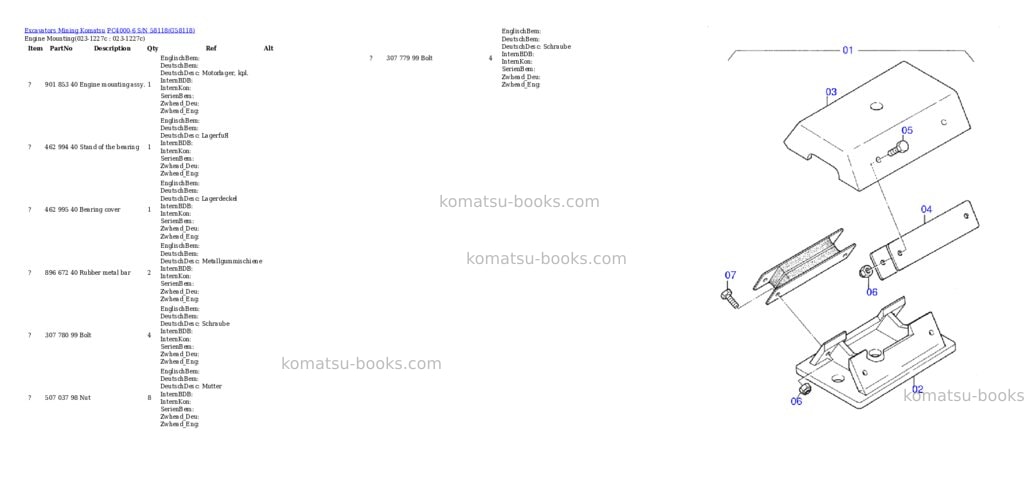 Komatsu pc4000-6 s/n 58118 Parts catalog cover Page 2 Komatsu pc4000-6 s/n 58118 Parts catalog cover Page 2
