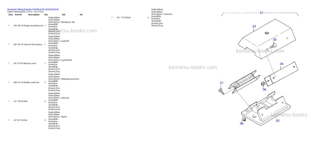 Komatsu pc4000-6 s/n 58119 Parts catalog cover Komatsu pc4000-6 s/n 58119 Parts catalog cover
