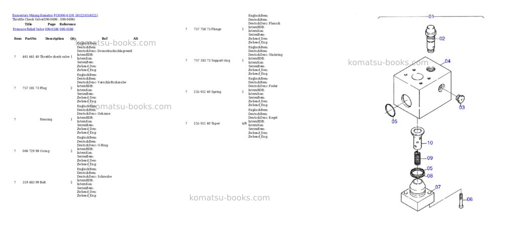 Komatsu pc4000-6 s/n 58122 Parts catalog cover Page 10 Komatsu pc4000-6 s/n 58122 Parts catalog cover Page 10