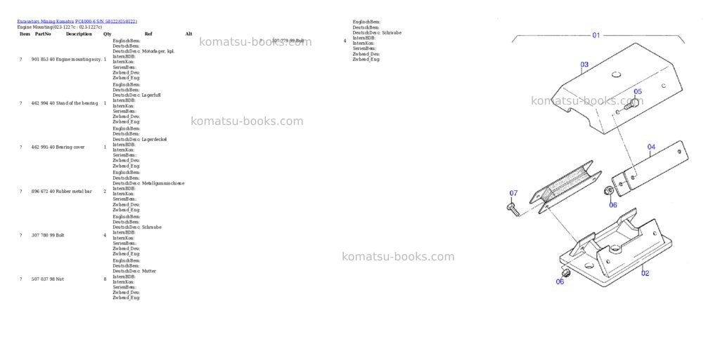 Komatsu pc4000-6 s/n 58122 Parts catalog cover Page 2 Komatsu pc4000-6 s/n 58122 Parts catalog cover Page 2