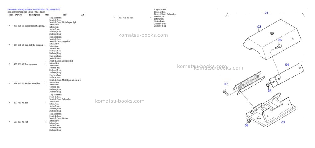 Komatsu pc4000-6 s/n 58126 Parts catalog cover Komatsu pc4000-6 s/n 58126 Parts catalog cover