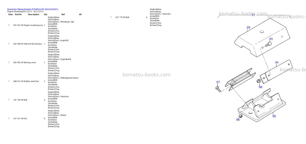 Komatsu pc4000-6 s/n 58127 Parts catalog cover Page 2 Komatsu pc4000-6 s/n 58127 Parts catalog cover Page 2