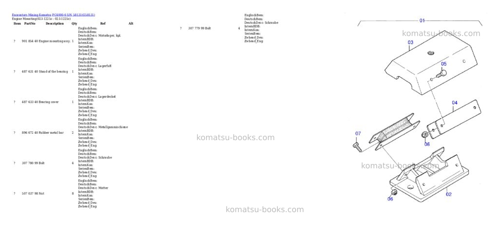 Komatsu pc4000-6 s/n 58131 Parts catalog cover Komatsu pc4000-6 s/n 58131 Parts catalog cover
