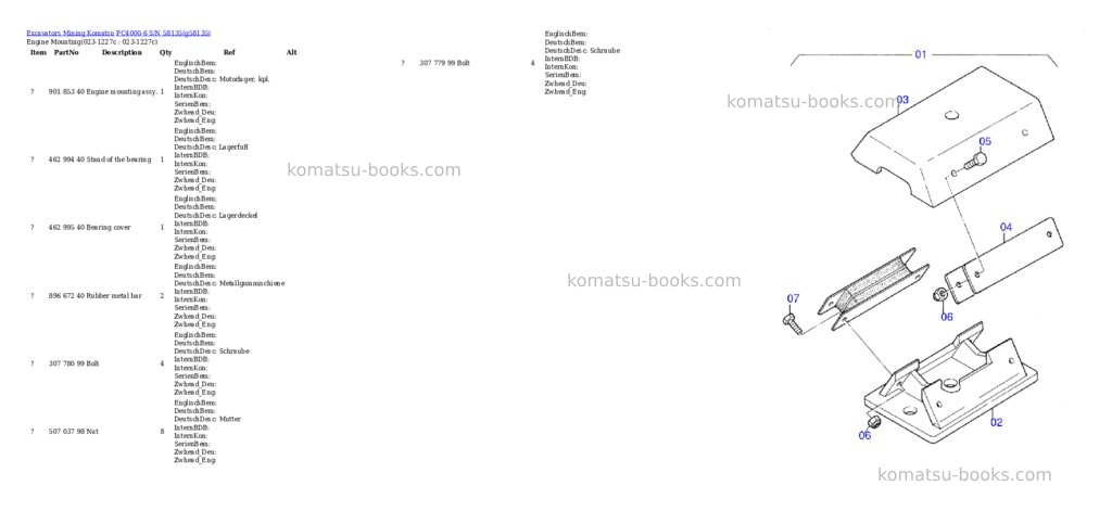 Komatsu pc4000-6 s/n 58135 Parts catalog cover Page 2 Komatsu pc4000-6 s/n 58135 Parts catalog cover Page 2