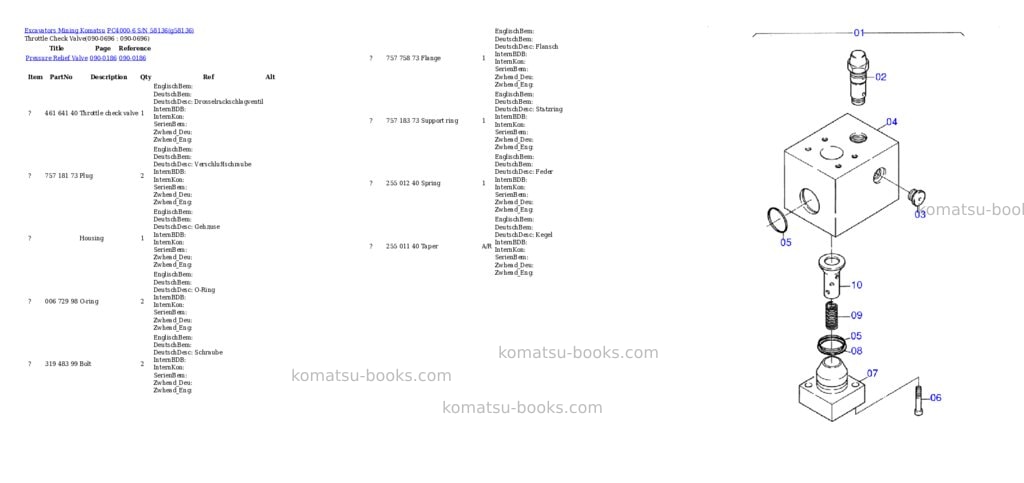 Komatsu pc4000-6 s/n 58136 Parts catalog cover Page 10 Komatsu pc4000-6 s/n 58136 Parts catalog cover Page 10
