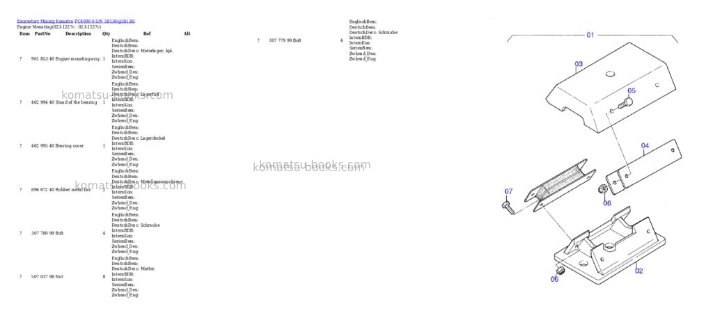 Komatsu pc4000-6 s/n 58136 Parts catalog cover Page 2 Komatsu pc4000-6 s/n 58136 Parts catalog cover Page 2