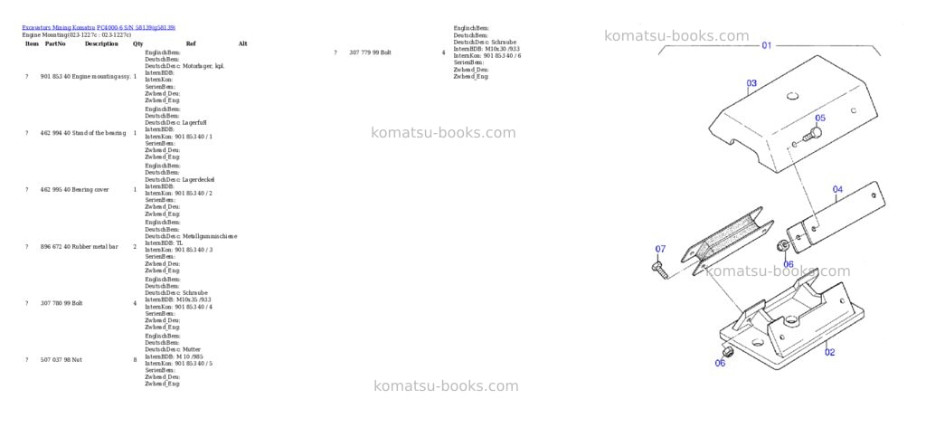 Komatsu pc4000-6 s/n 58139 Parts catalog cover Page 2 Komatsu pc4000-6 s/n 58139 Parts catalog cover Page 2