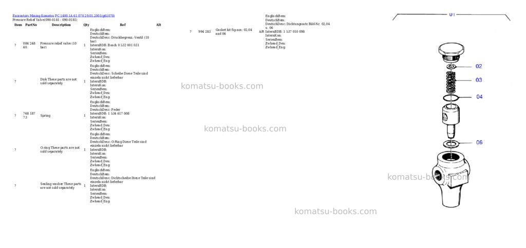 Komatsu pc 1400-1a 61 070 29.01.2001 Parts catalog cover