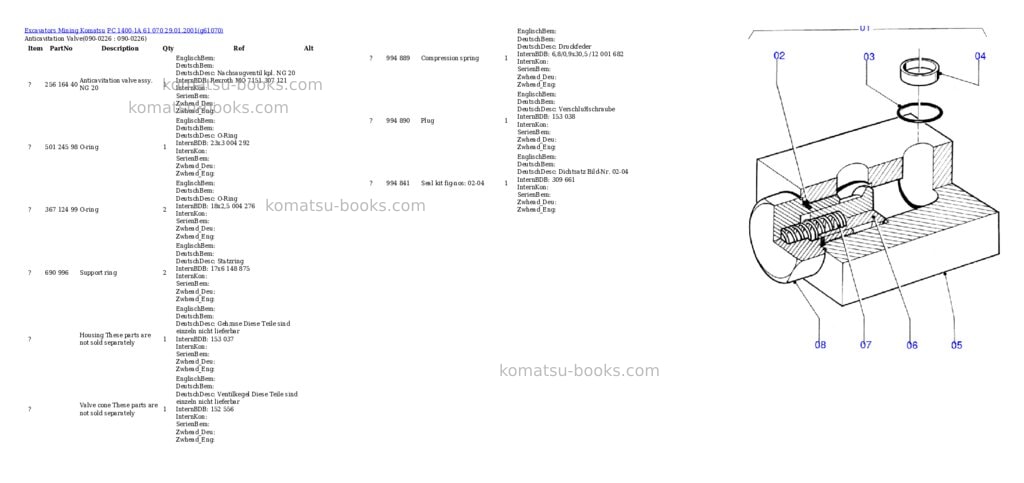 Komatsu pc 1400-1a 61 070 29.01.2001 Parts catalog cover Page 3