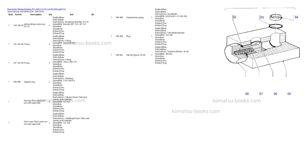 Komatsu pc 1400-1 61 071 20.09.2001 Parts catalog cover Page 4