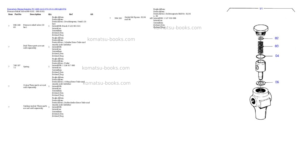 Komatsu pc 1400-1a 61 074 19.11.2001 Parts catalog cover Komatsu pc 1400-1a 61 074 19.11.2001 Parts catalog cover