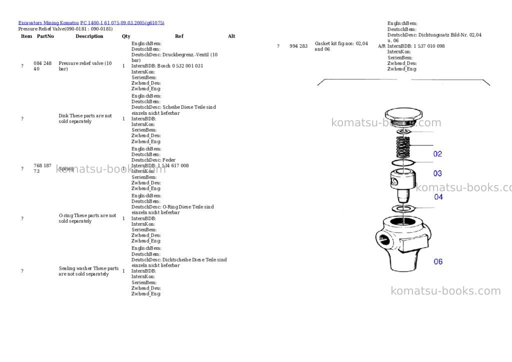 Komatsu pc 1400-1 61 075 09.03.2005 Parts catalog cover Komatsu pc 1400-1 61 075 09.03.2005 Parts catalog cover
