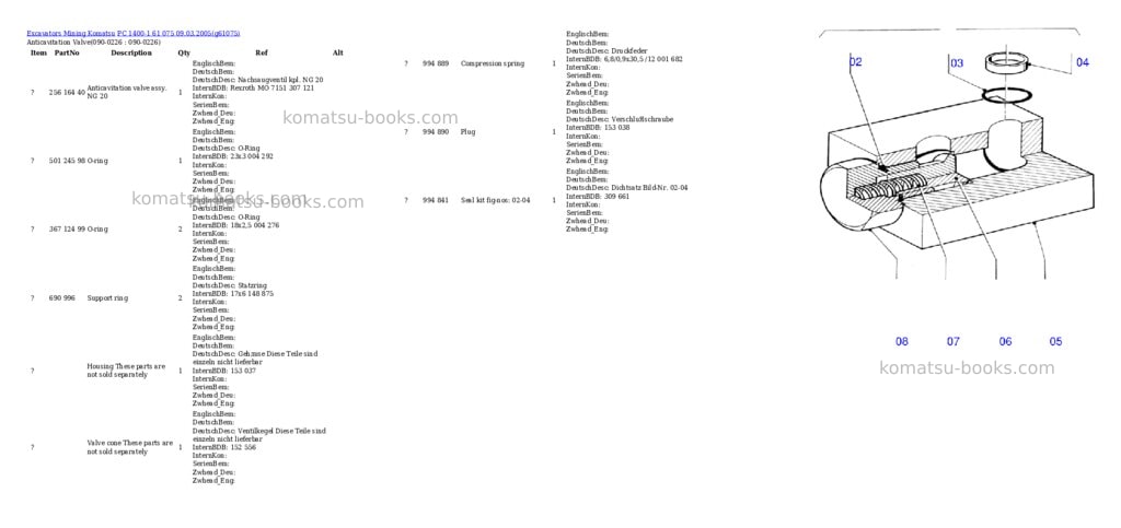Komatsu pc 1400-1 61 075 09.03.2005 Parts catalog cover Page 3 Komatsu pc 1400-1 61 075 09.03.2005 Parts catalog cover Page 3
