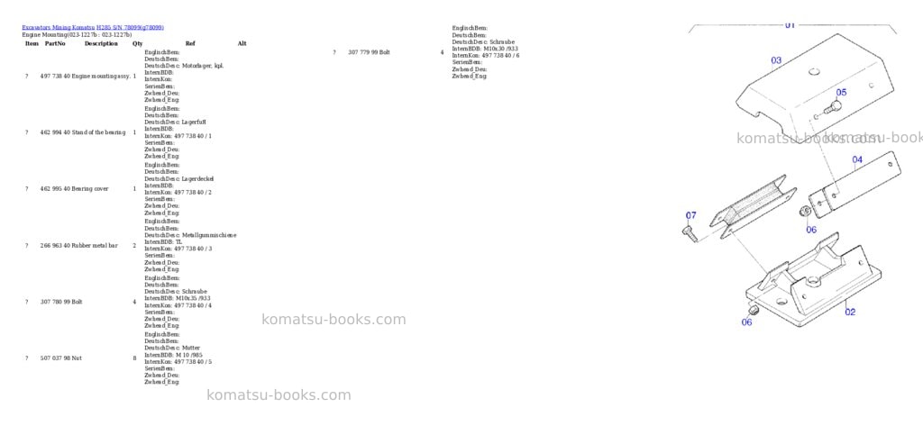 Komatsu h285 s/n 78099 Parts catalog cover Page 2