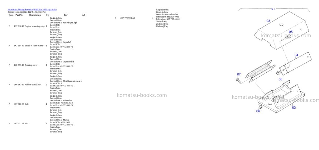 Komatsu h285 s/n 78102 Parts catalog cover Page 2 Komatsu h285 s/n 78102 Parts catalog cover Page 2