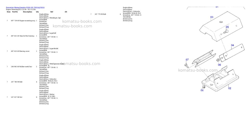 Komatsu h285 s/n 78103 Parts catalog cover Komatsu h285 s/n 78103 Parts catalog cover