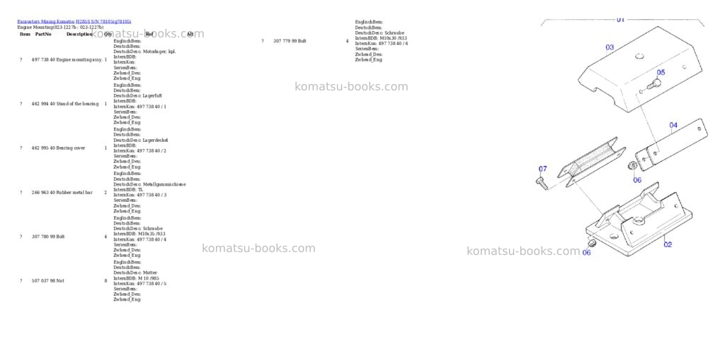 Komatsu h285s s/n 78105 Parts catalog cover Page 2 Komatsu h285s s/n 78105 Parts catalog cover Page 2
