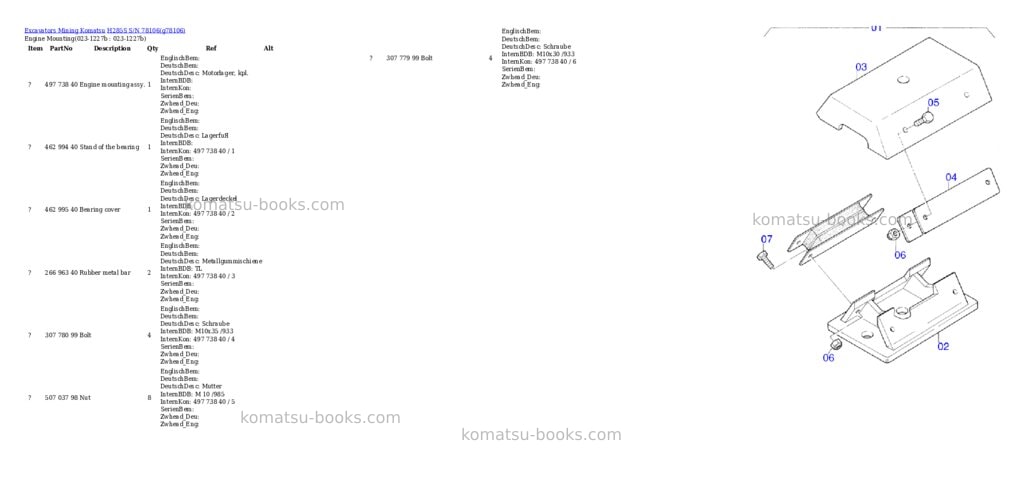 Komatsu h285s s/n 78106 Parts catalog cover Page 2