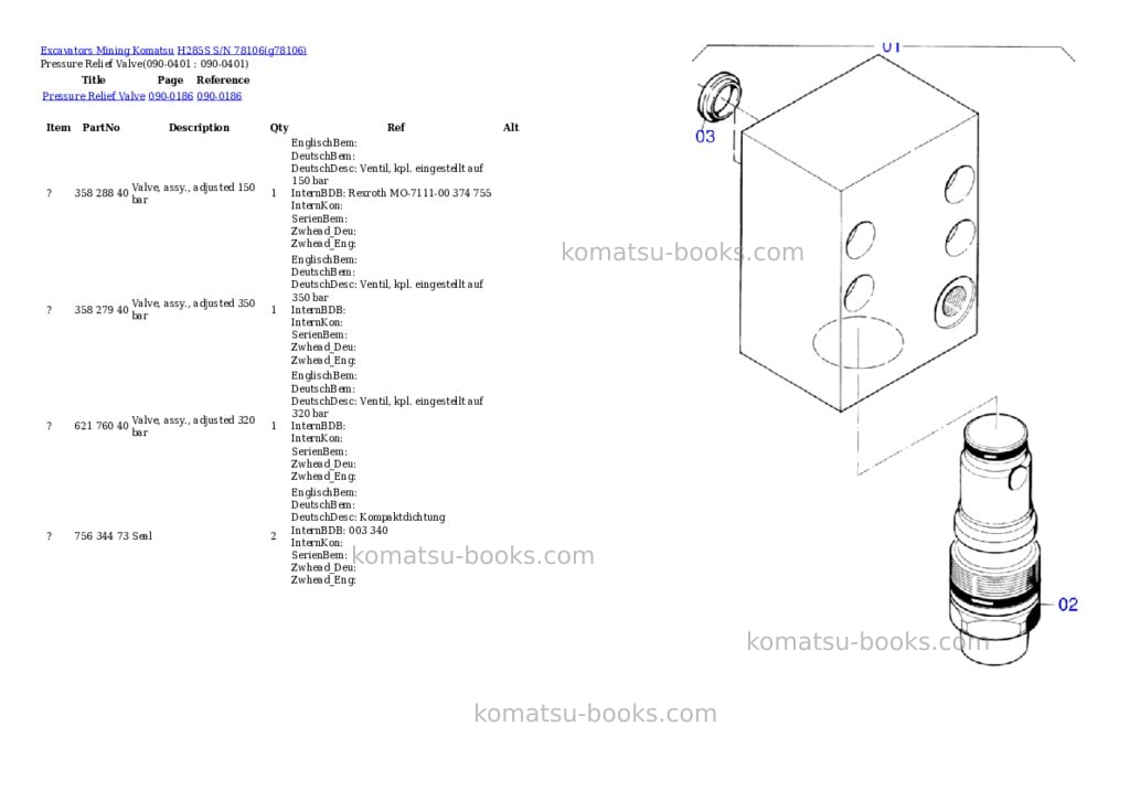 Komatsu h285s s/n 78106 Parts catalog cover Page 9