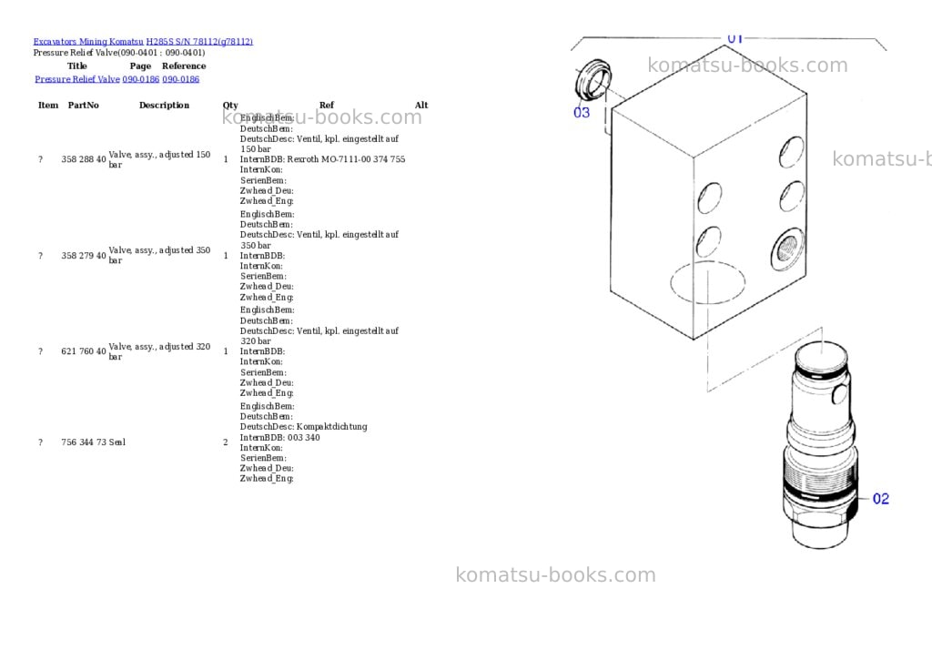 Komatsu h285s s/n 78112 Parts catalog cover Page 9