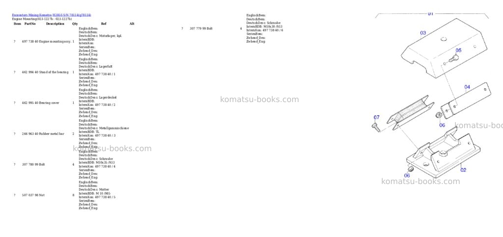 Komatsu h285s s/n 78114 Parts catalog cover Page 2