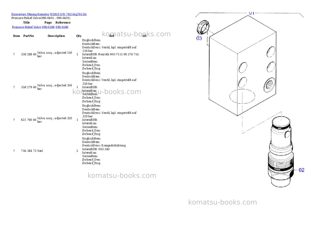Komatsu h285s s/n 78114 Parts catalog cover Page 9