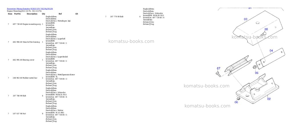 Komatsu h285s s/n 78129 Parts catalog cover Page 2