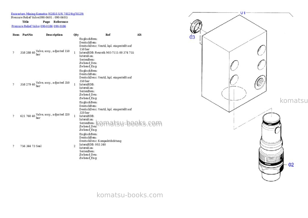 Komatsu h285s s/n 78129 Parts catalog cover Page 7