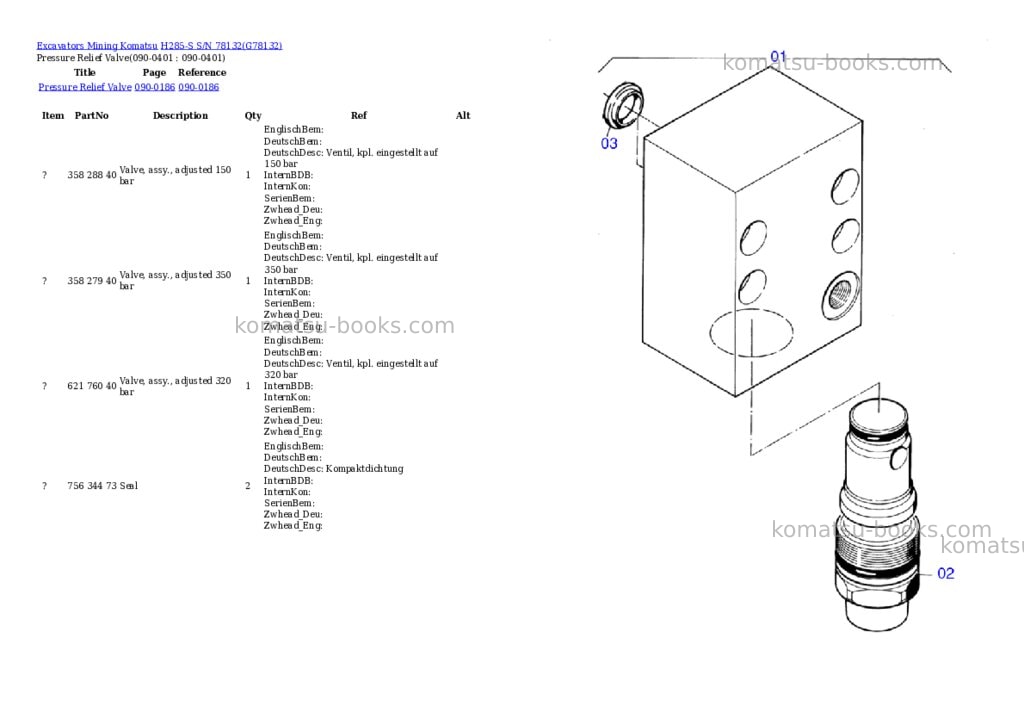Komatsu h285-s s/n 78132 Parts catalog cover Page 7