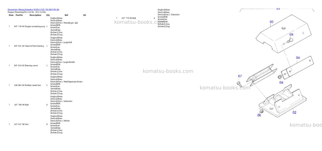 Komatsu h285-s s/n 78136 Parts catalog cover