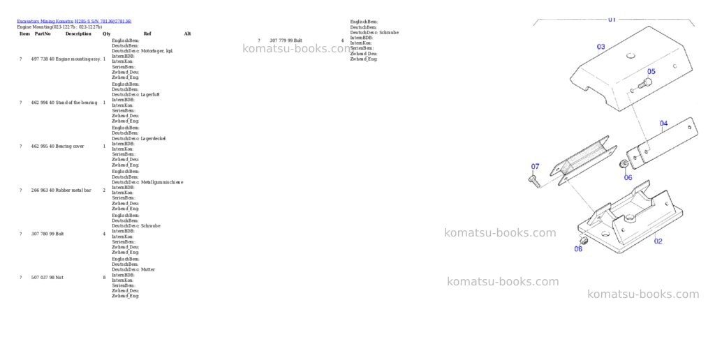 Komatsu h285-s s/n 78136 Parts catalog cover Page 2