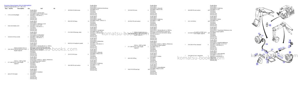 Komatsu h95 s/n 86043 Parts catalog cover