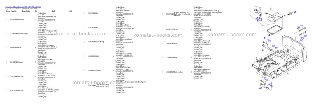 Komatsu h95 s/n 86052 Parts catalog cover Page 6