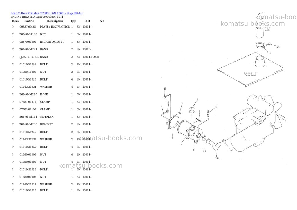 Komatsu gc380-1 s/n 10001-up Parts catalog cover Komatsu gc380-1 s/n 10001-up Parts catalog cover