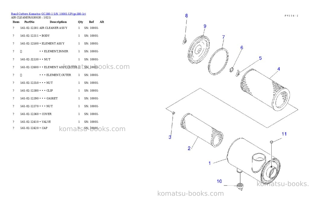 Komatsu gc380-1 s/n 10001-up Parts catalog cover Page 2 Komatsu gc380-1 s/n 10001-up Parts catalog cover Page 2