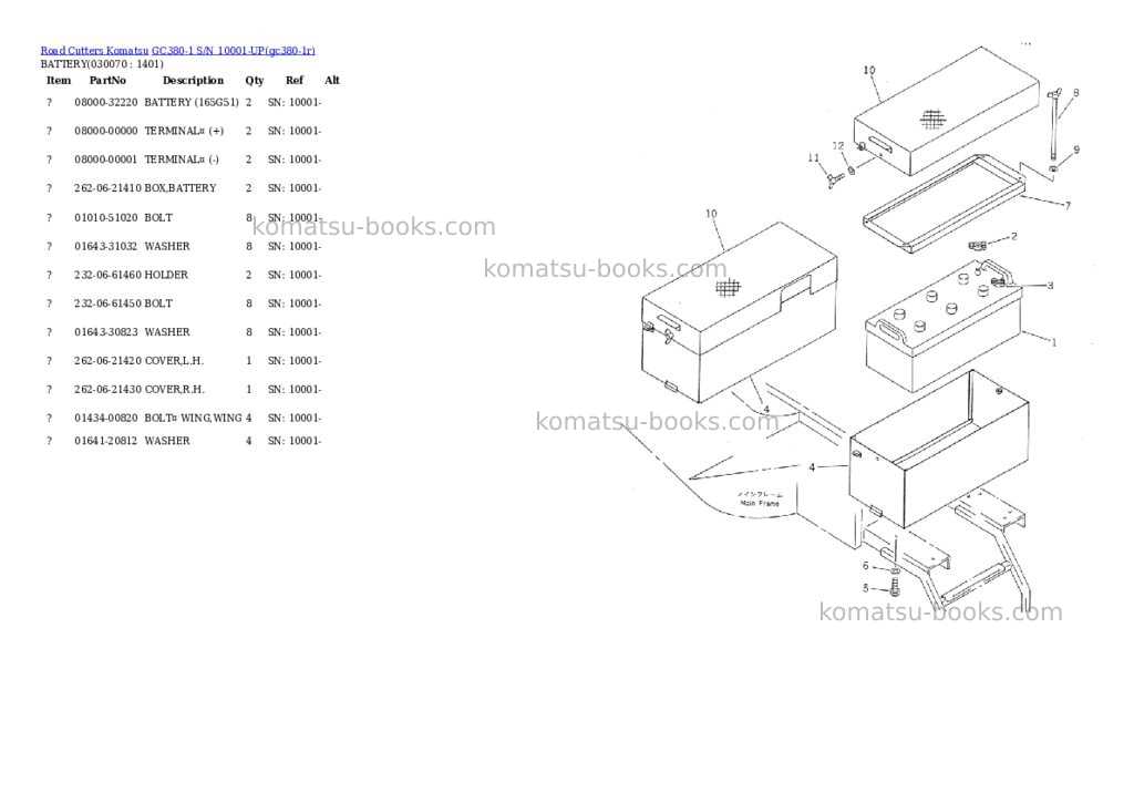 Komatsu gc380-1 s/n 10001-up Parts catalog cover Page 6 Komatsu gc380-1 s/n 10001-up Parts catalog cover Page 6