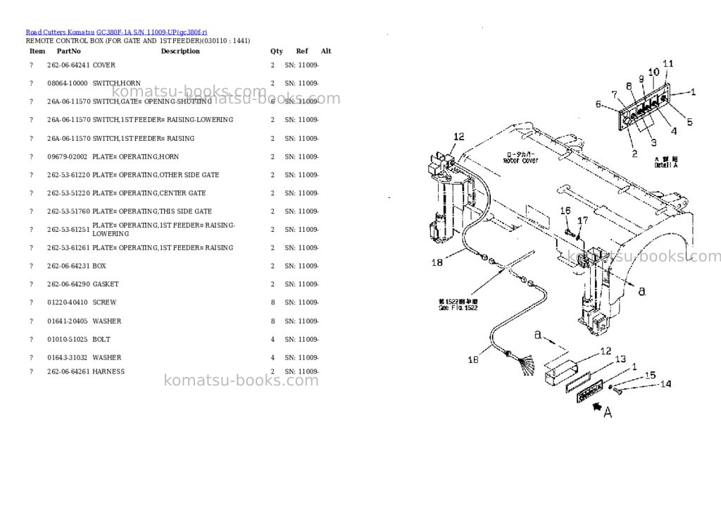 Komatsu gc380f-1a s/n 11009-up Parts catalog cover Page 10
