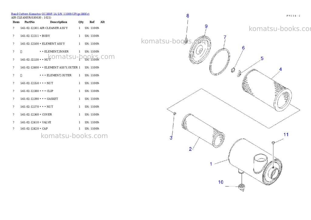 Komatsu gc380f-1a s/n 11009-up Parts catalog cover Page 2